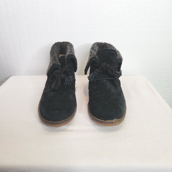 Hush Puppies Womens Black Suede Fleece Lined Ankle Boots Tassel Size 7.5 - Picture 4 of 9